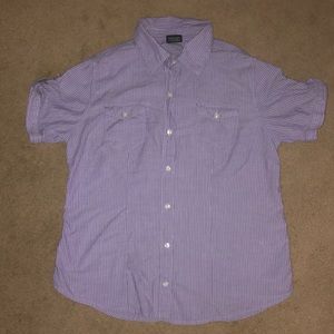 Purple and white stripes short sleeve top